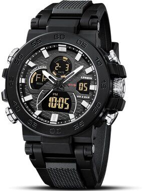 Mens All Black Digital Military Survival Tactical Outdoor Waterproof Wrist Watch